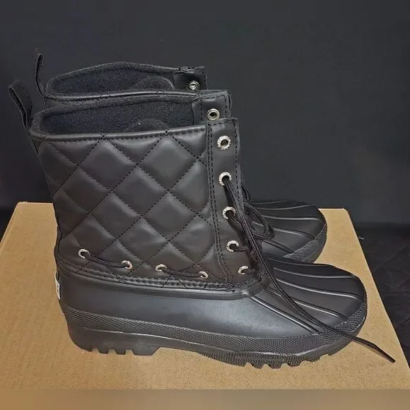 Sperry Ladies Duck Boots Women’s Size 6 Black Quilted Warm Waterproof - Picture 5 of 13